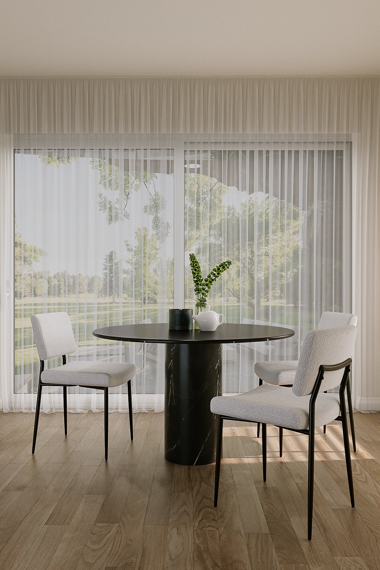Pelagia Black Marquina Round Dining Table
