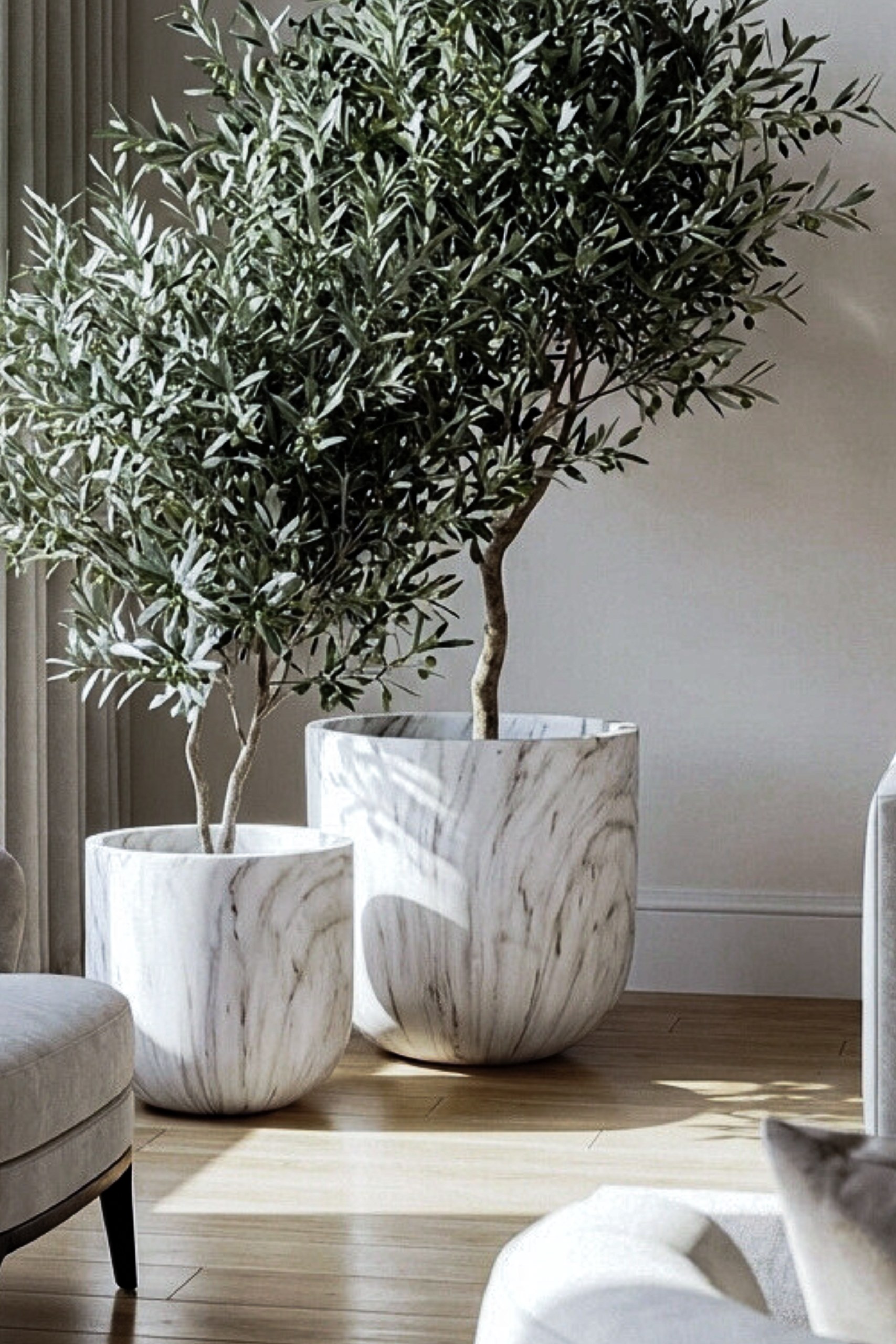 Orlia Marble Finish Concrete Pot