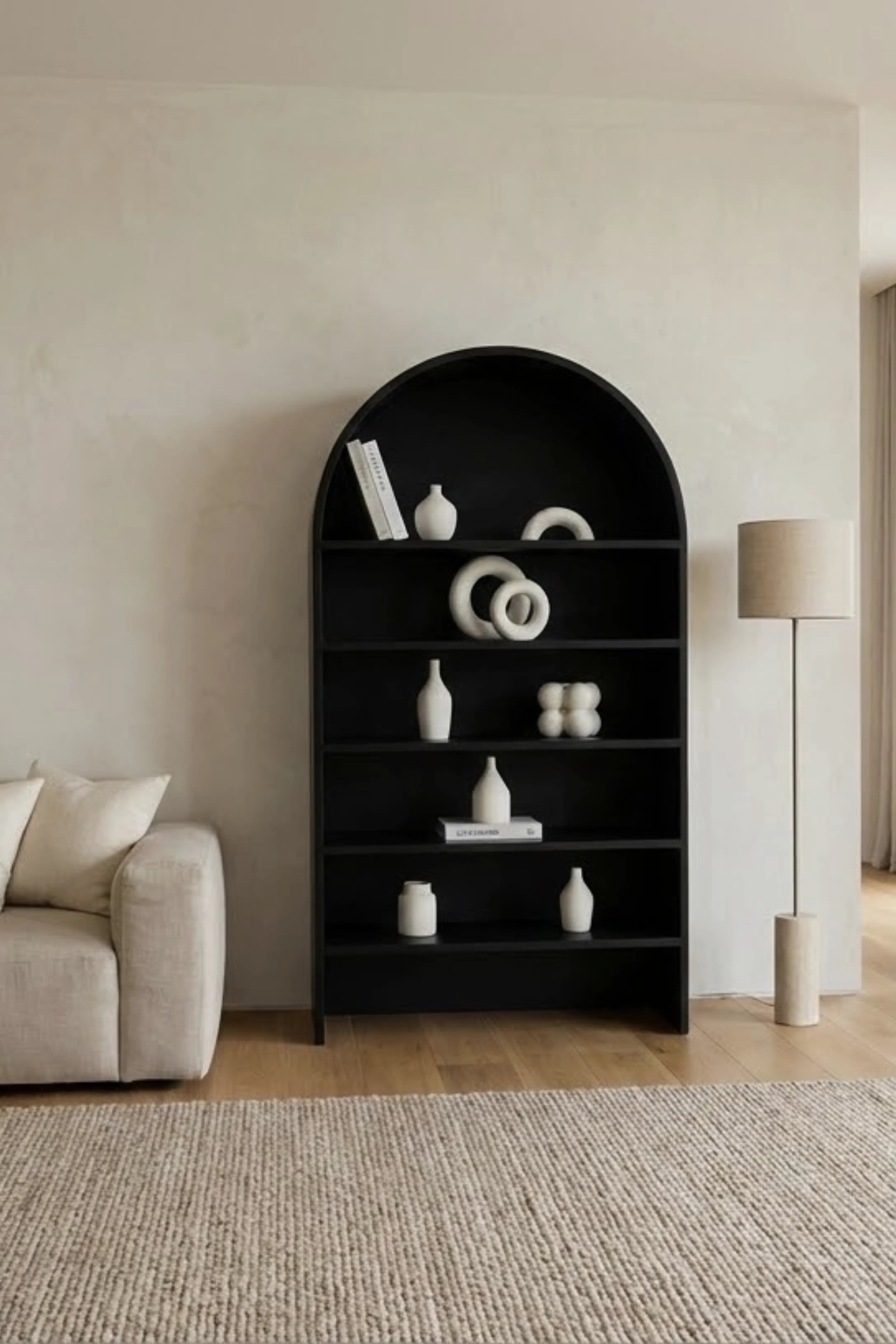 Luciana Black Microconcrete Display Shelf