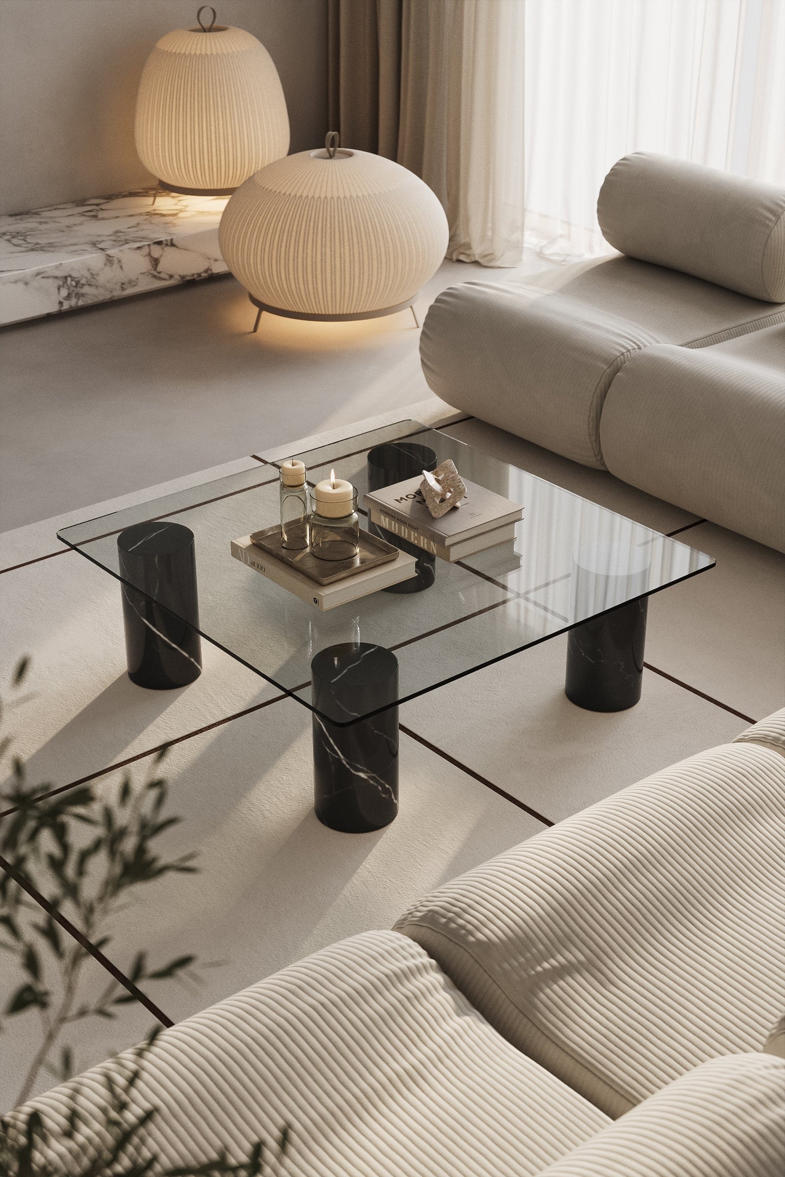 Punto Black Marquina Square Coffee Table