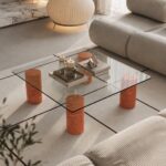 Punto Red Travertine Square Coffee Table