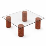 Punto Red Travertine Square Coffee Table