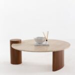 Azwa Beige Travertine Top Coffee Table