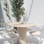 Cornelia Beige Travertine Top Dining Table (4 Base Colors)