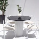 Cornelia Black Marquina Marble Dining Table (3 Base Colors)