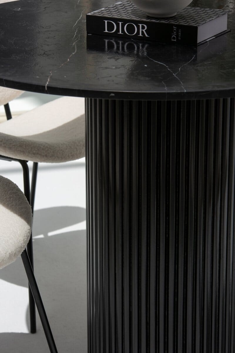 Cornelia Black Marquina Marble Dining Table (3 Base Colors) - Image 4