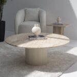 Petronia Beige Travertine Coffee Table (4 Base Colors)