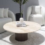 Petronia Beige Travertine Coffee Table (4 Base Colors)