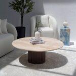 Petronia Beige Travertine Coffee Table (4 Base Colors)