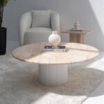 Petronia Beige Travertine Coffee Table (4 Base Colors)
