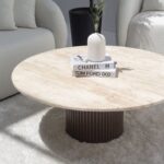 Petronia Beige Travertine Coffee Table (4 Base Colors)