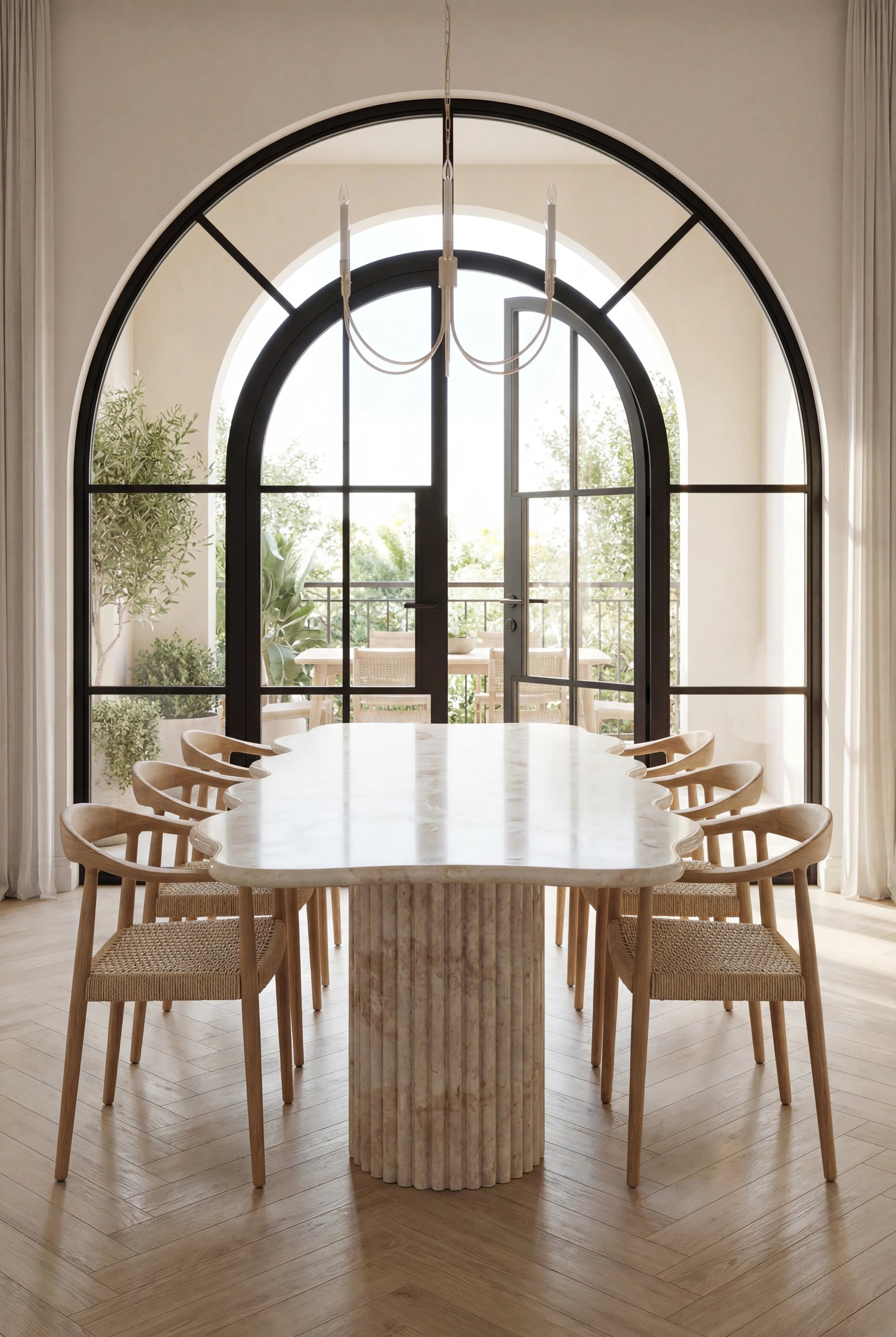 Orvieto Jerusalem Stone Irregular Top Dining Table