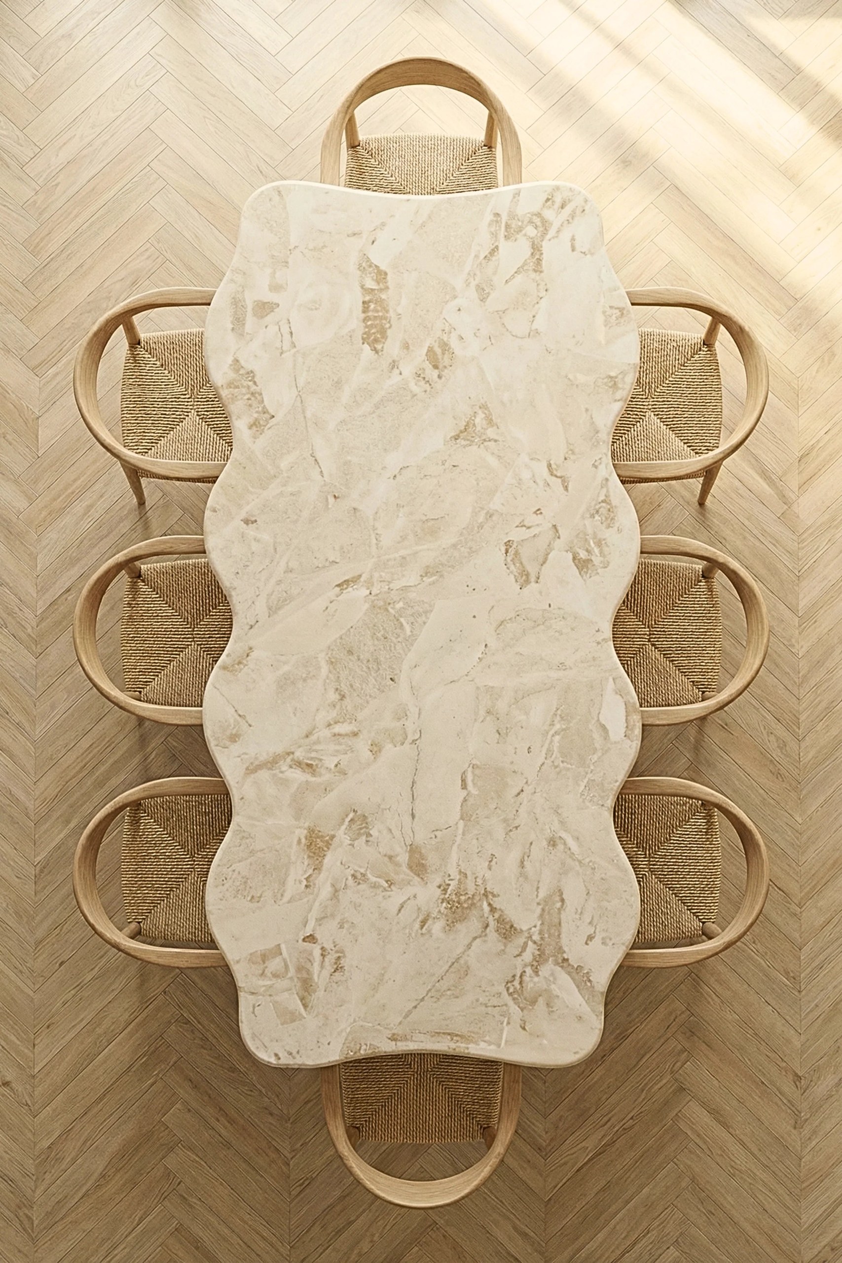 Orvieto Jerusalem Stone Irregular Top Dining Table - Image 2