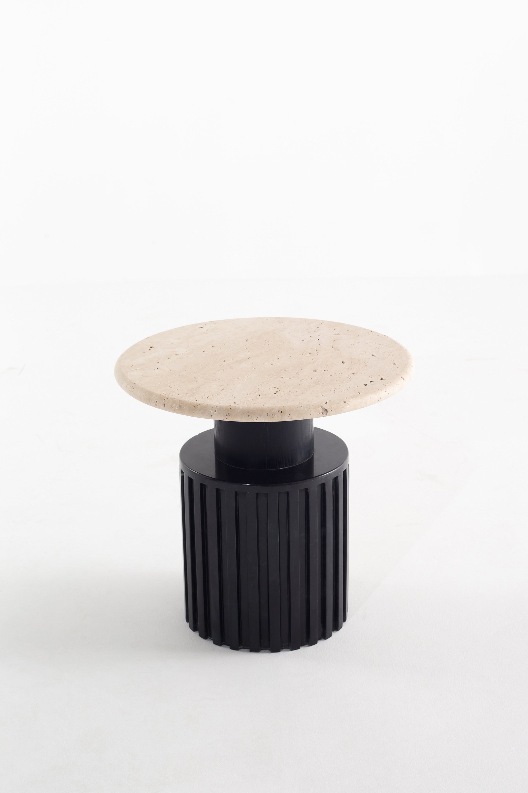 Delora Beige Unfilled Travertine Side Table