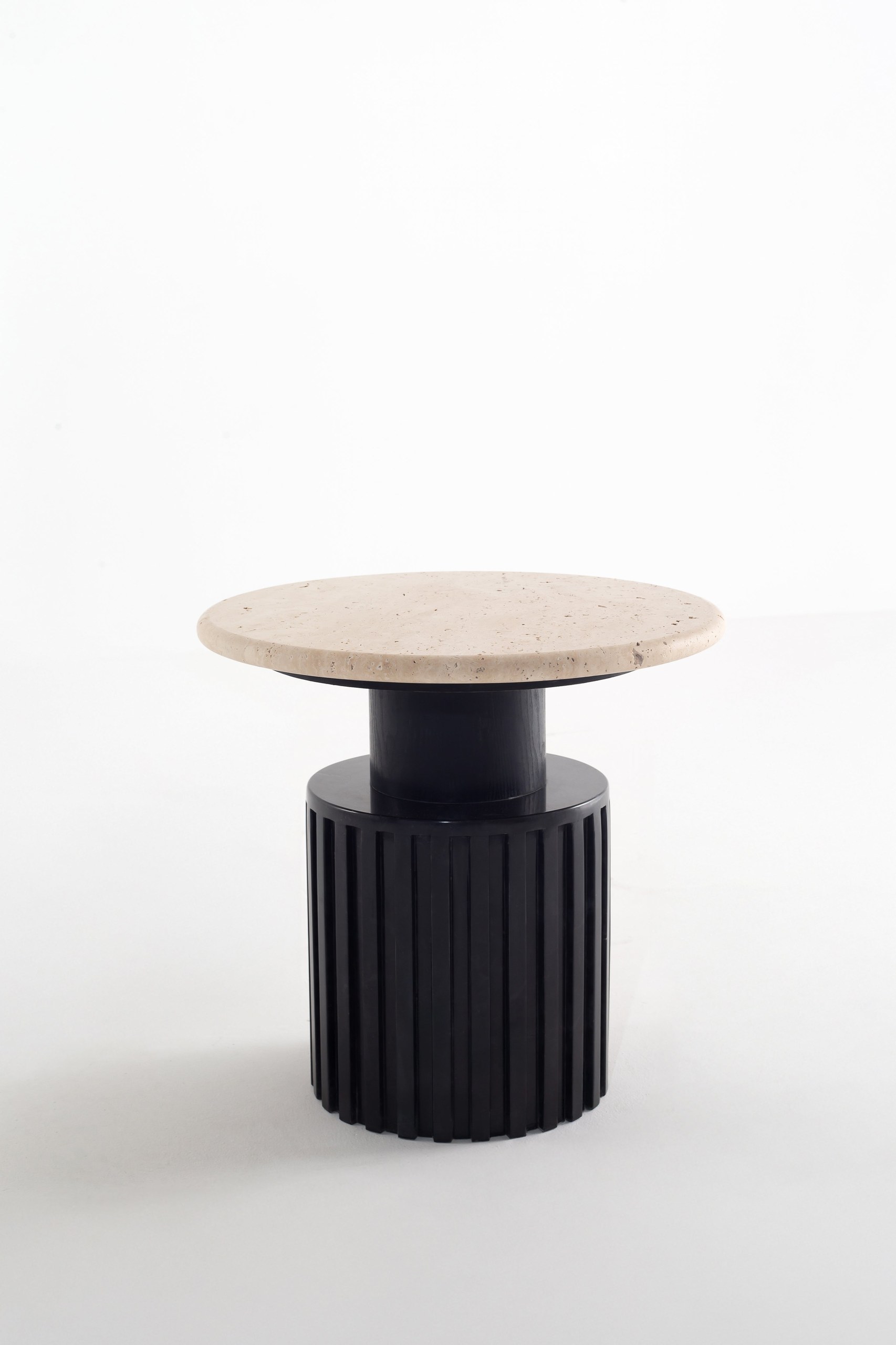 Delora Beige Unfilled Travertine Side Table - Image 3