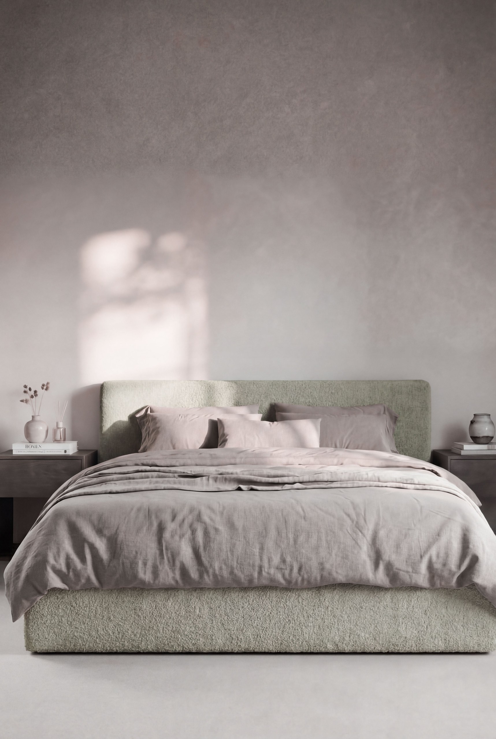 Leora Soft Sage Upholstered Bed