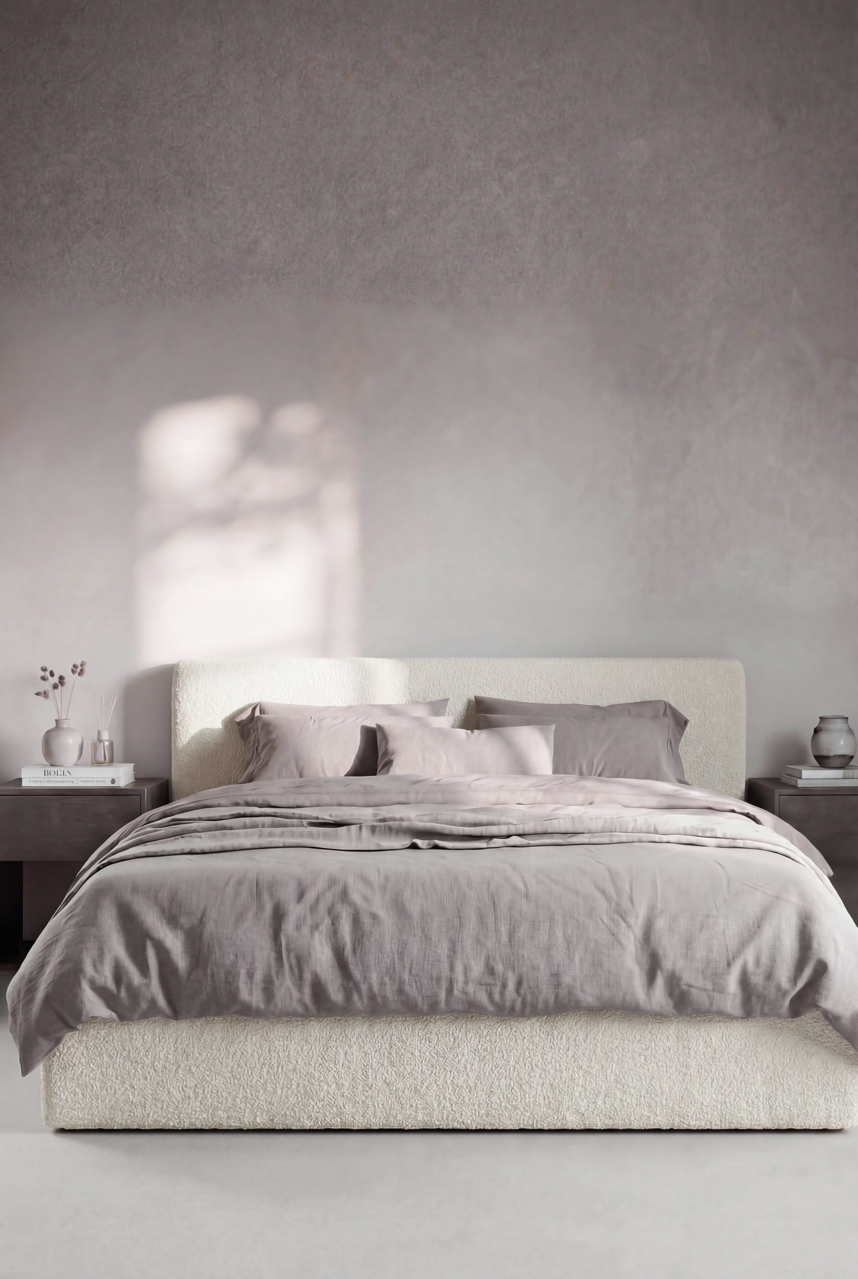 Leora Warm White Upholstered Bed