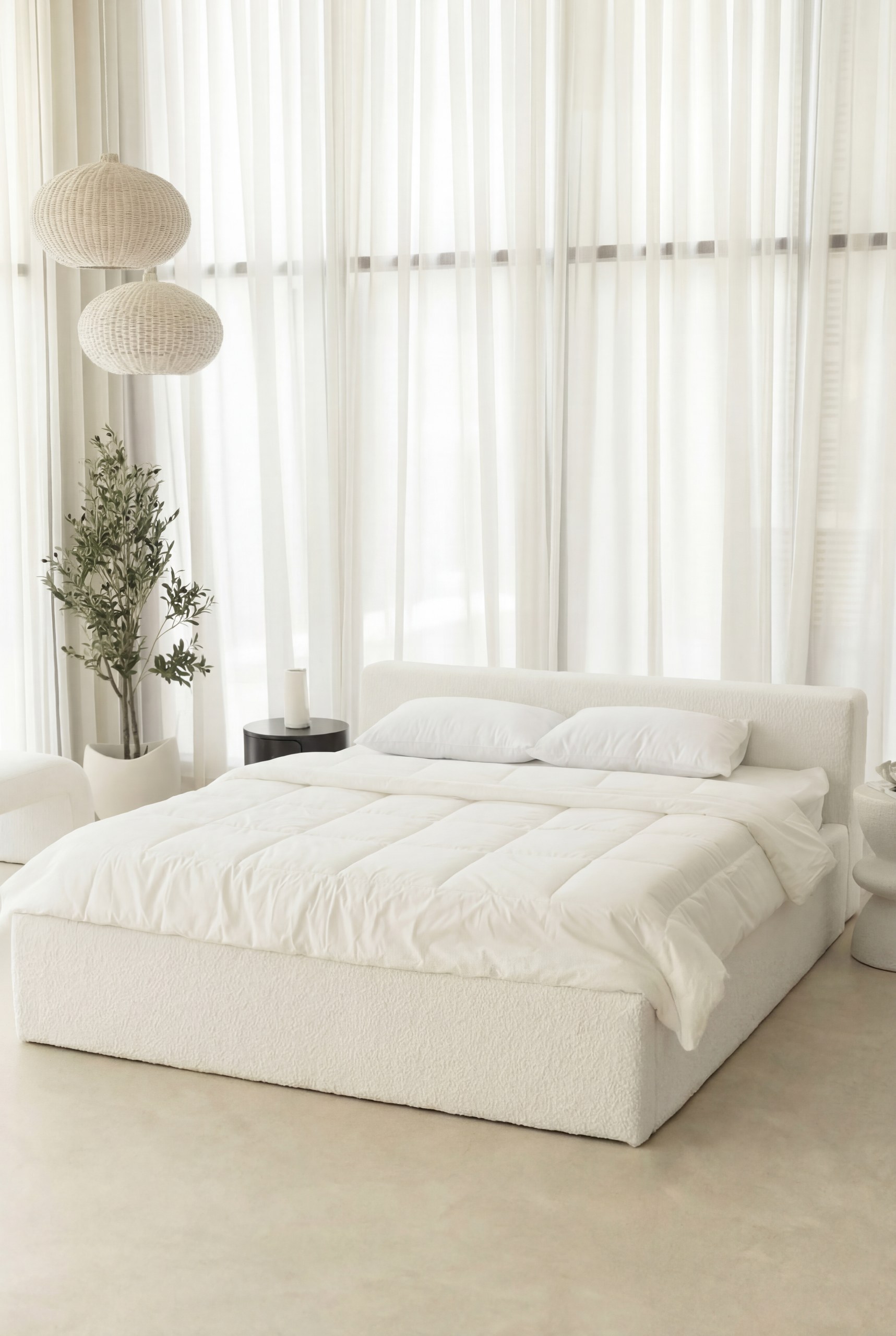 Leora Warm White Upholstered Bed - Image 4
