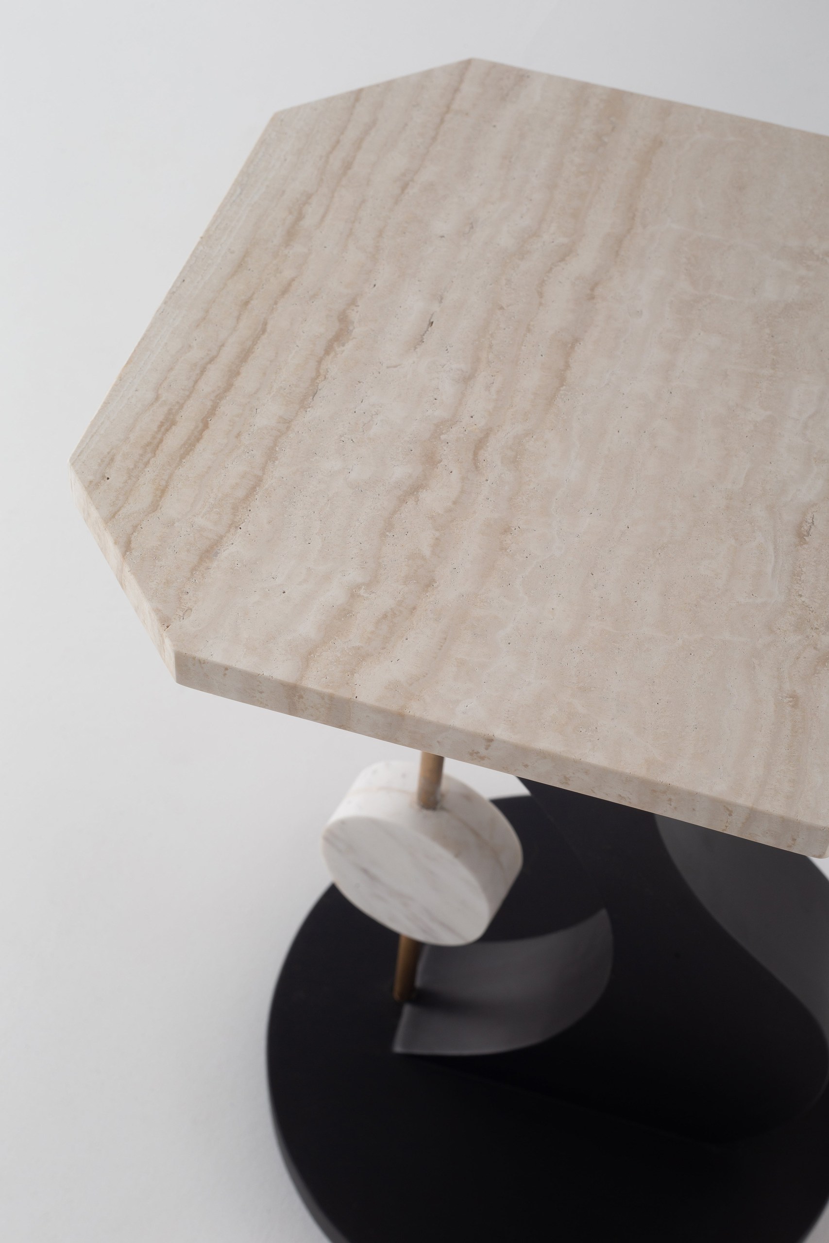 Ovidia White Travertine Side Table - Image 2