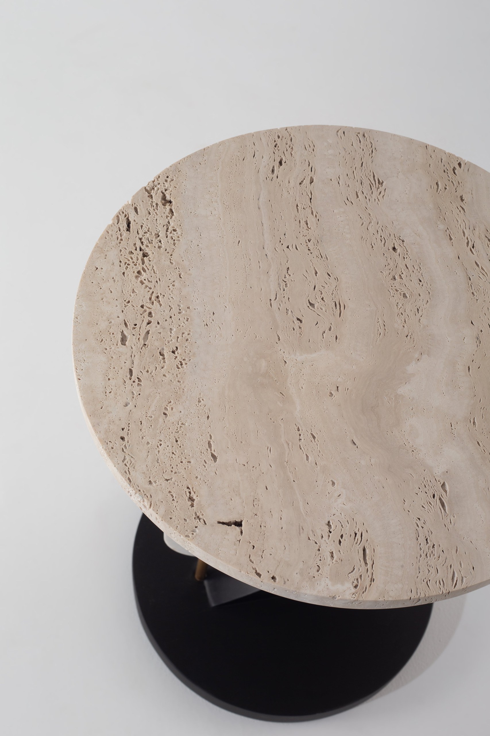 Ovidia Beige Unfilled Travertine Side Table - Image 2