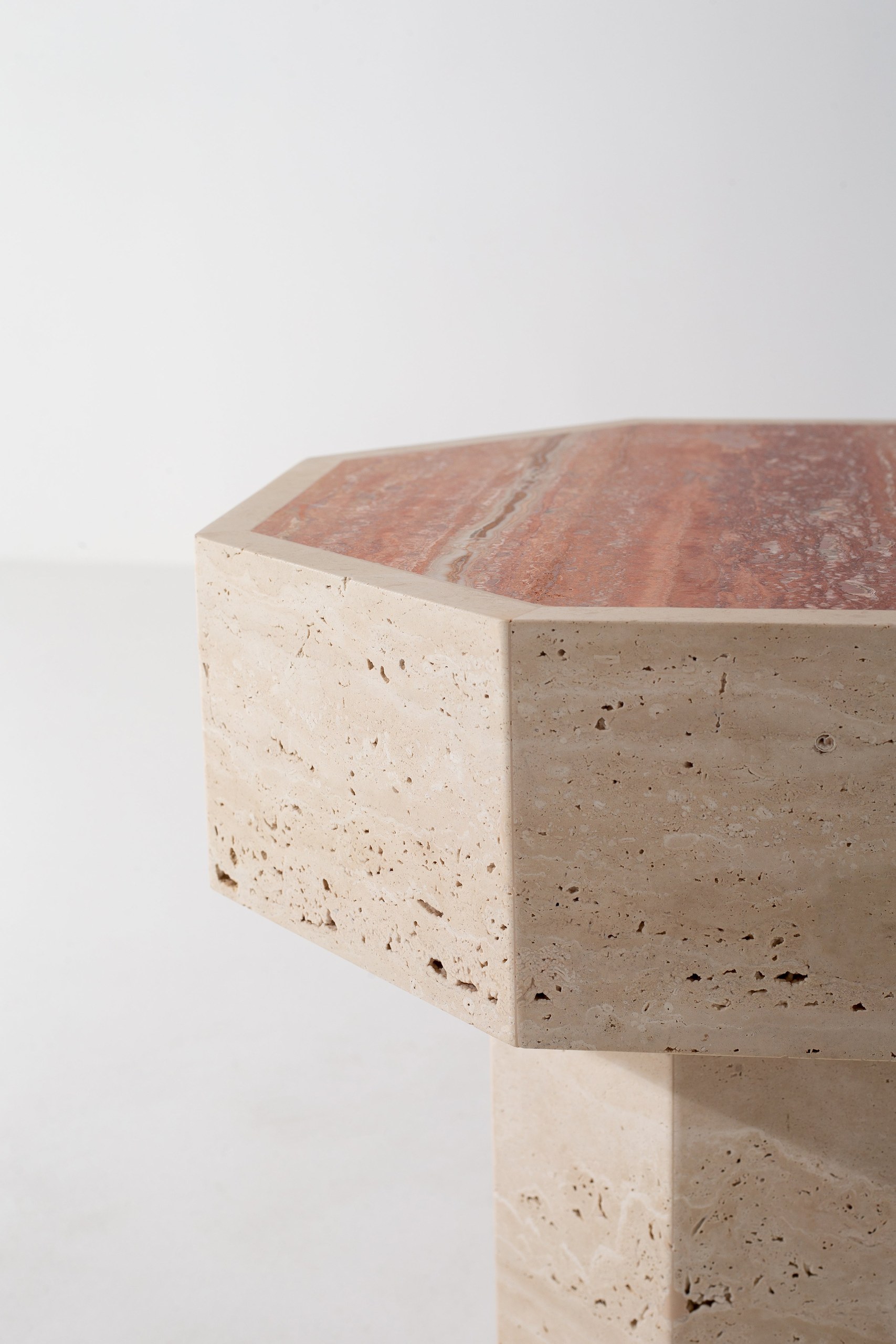 Lucasta Red Travertine Side Table - Image 2