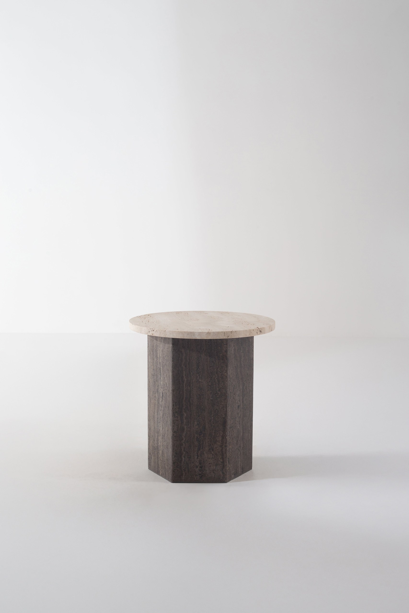 Wisteria Beige Unfilled Travertine Top Side Table