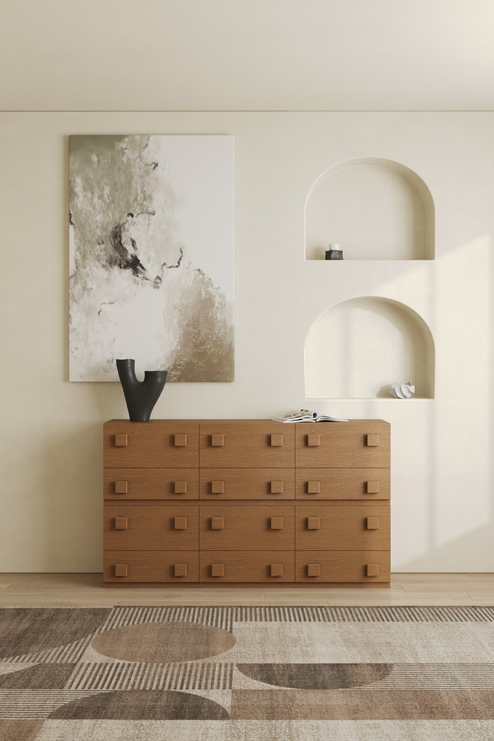 Tessera Honey Oak Wide Storage Cabinet