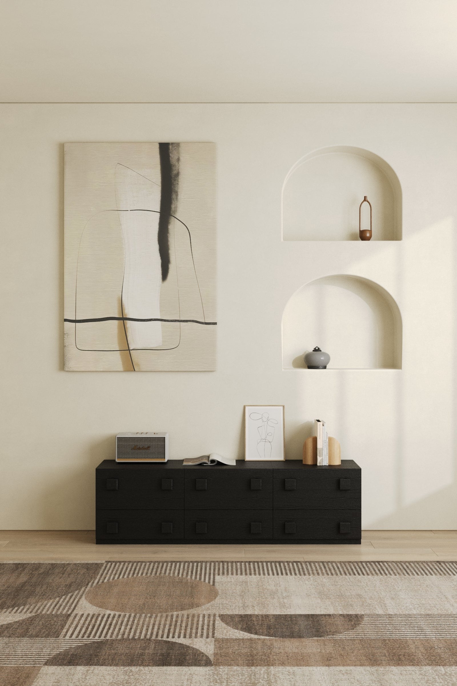 Tessera Black Wood Sideboard Cabinet