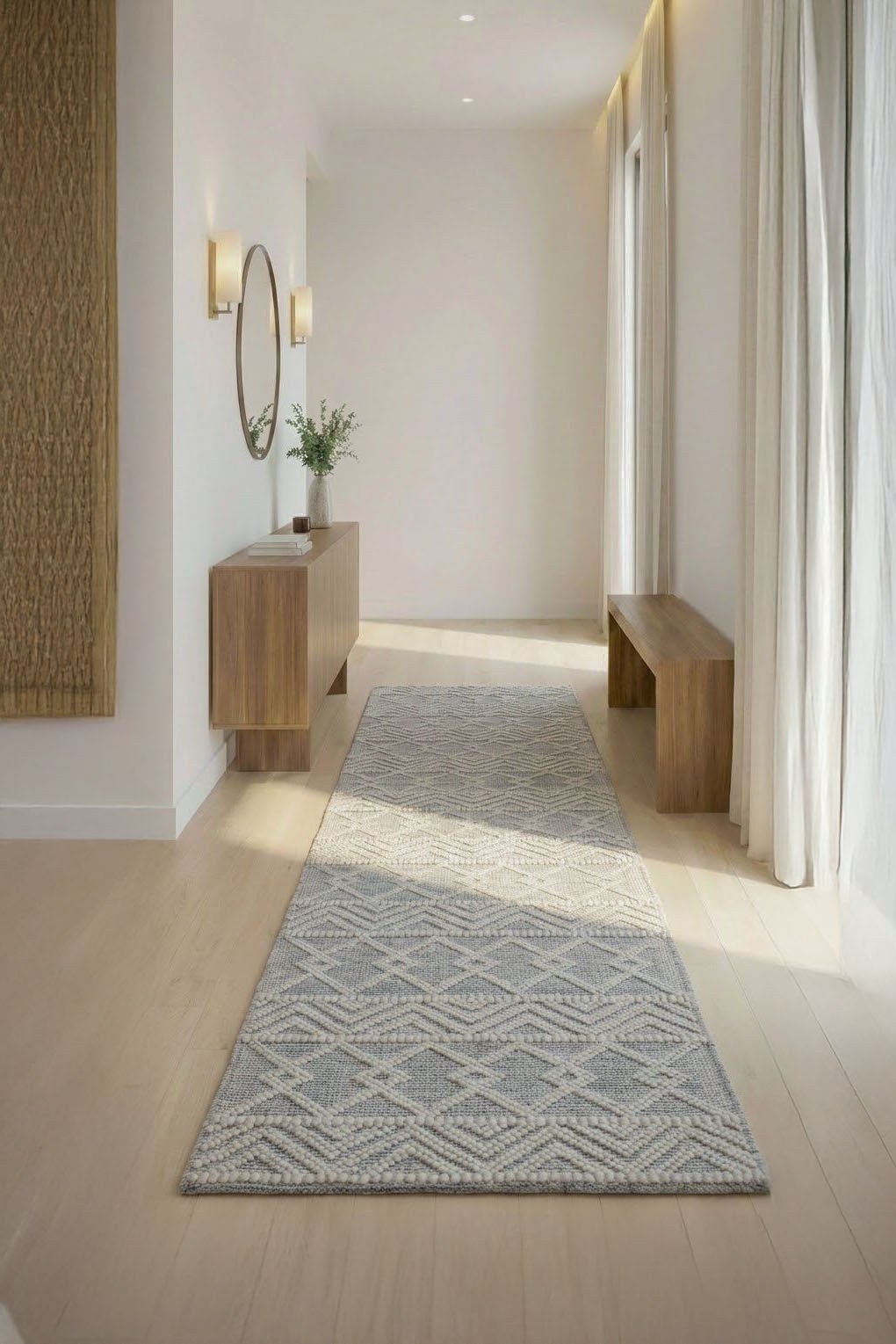 Azure Breeze - Light Blue Undertone Runner Rug