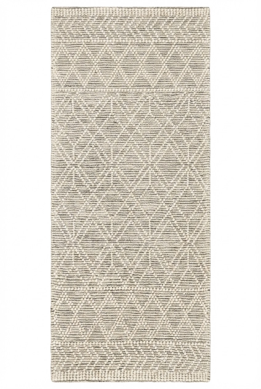 Diamond Radiance - Natural White Woven Diamond Patterned Runner Rug