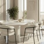 Tereza Light Beige Microconcrete Irregular Top Dining Table