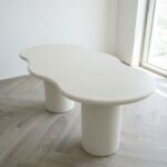 Tereza Light Beige Microconcrete Irregular Top Dining Table