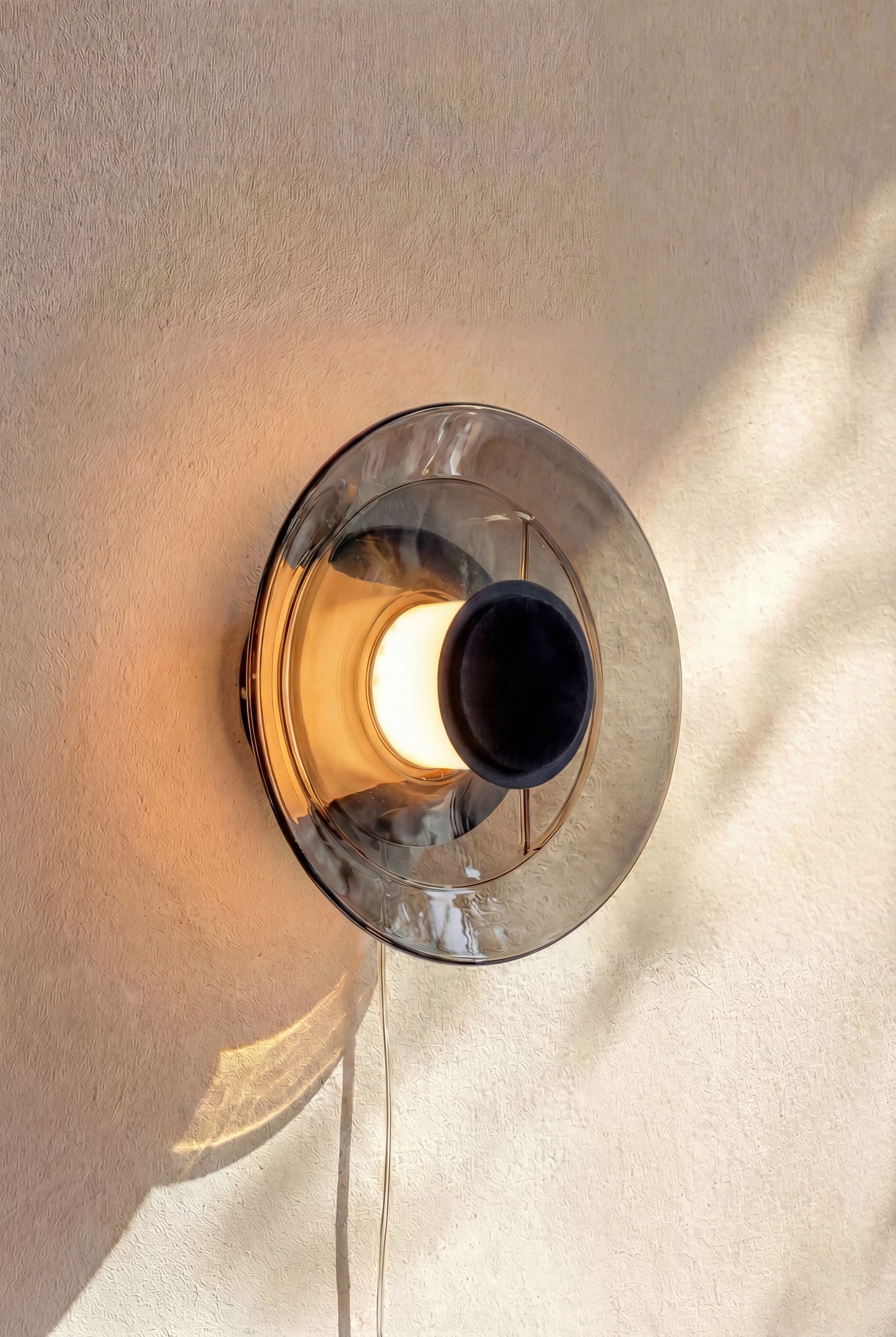 Noxley Smoked Black Disc Wall Light