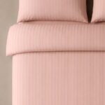 Dusty Mauve Pink Striped Bed Sheet, Duvet Cover & Pillowcase Set