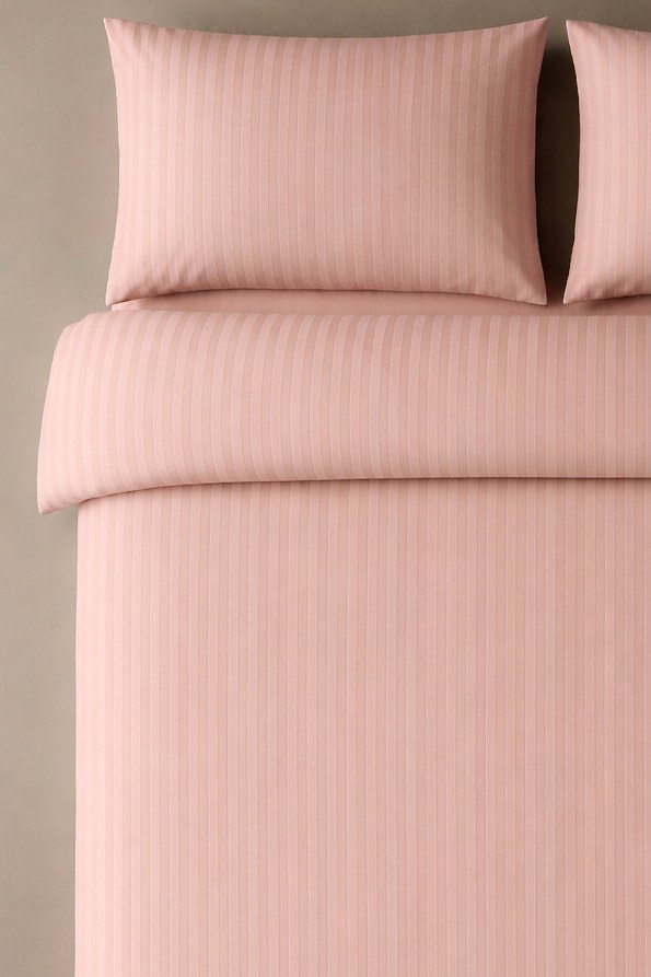 Dusty Mauve Pink Striped Bed Sheet, Duvet Cover & Pillowcase Set - Image 2