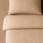 Muted Beige Striped Bed Sheet, Duvet Cover & Pillowcase Set