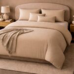 Muted Beige Striped Bed Sheet, Duvet Cover & Pillowcase Set
