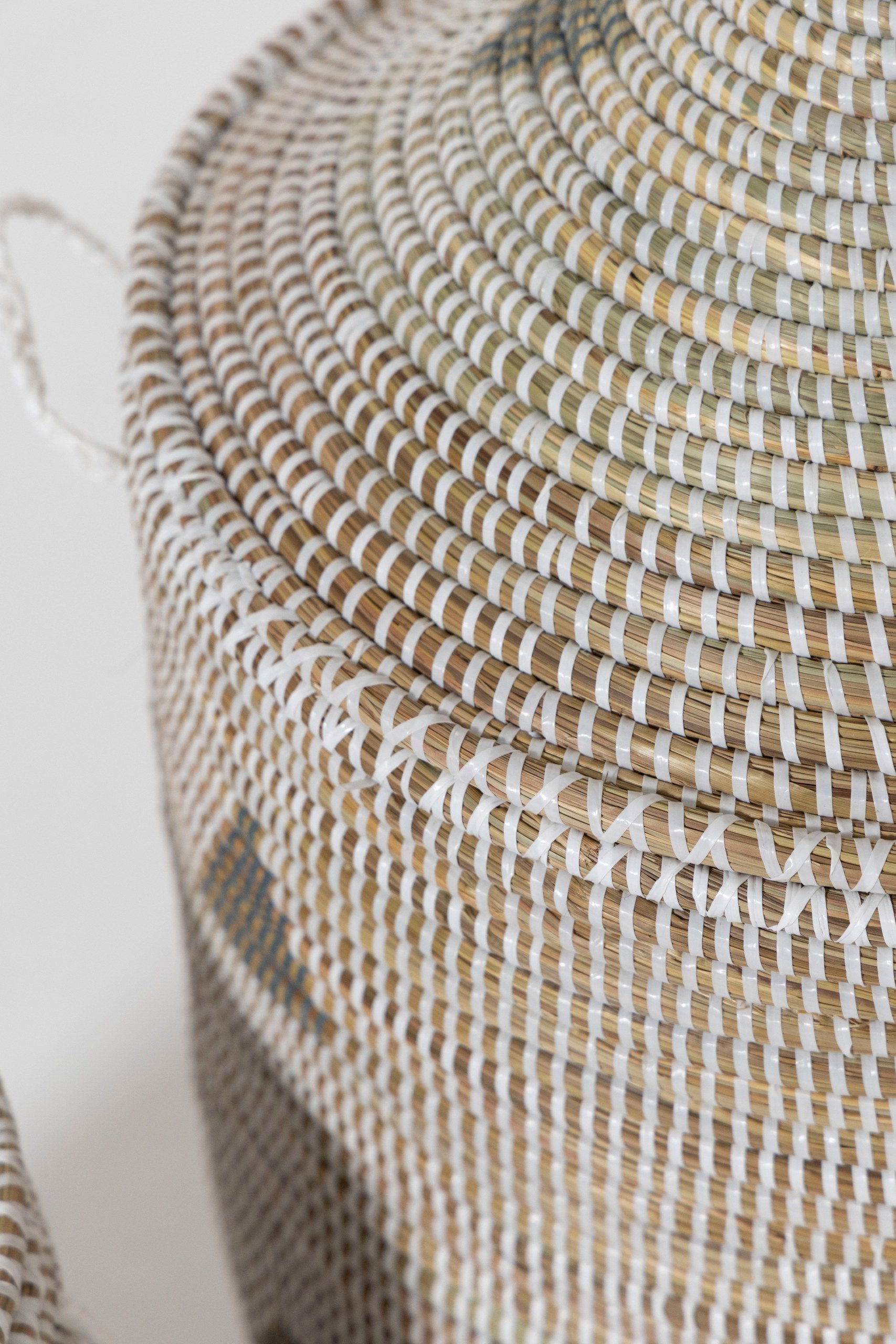 Maisha White & Brown Triangle Patterned Handmade Basket (Set Of 3) - Image 4