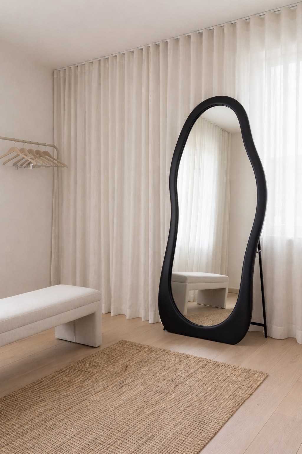 Roxana Black Wood Irregular Floor Mirror (180x80CM)