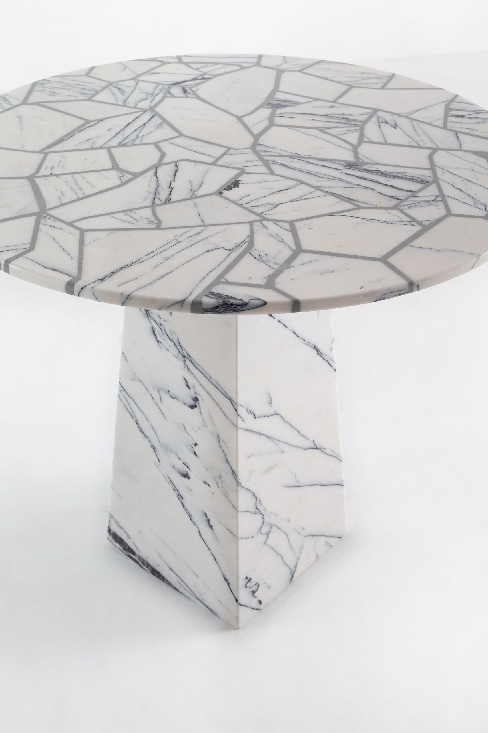 Aseera Puzzle Lilac Grey Dining Table With Lilac Marble Base - Image 2