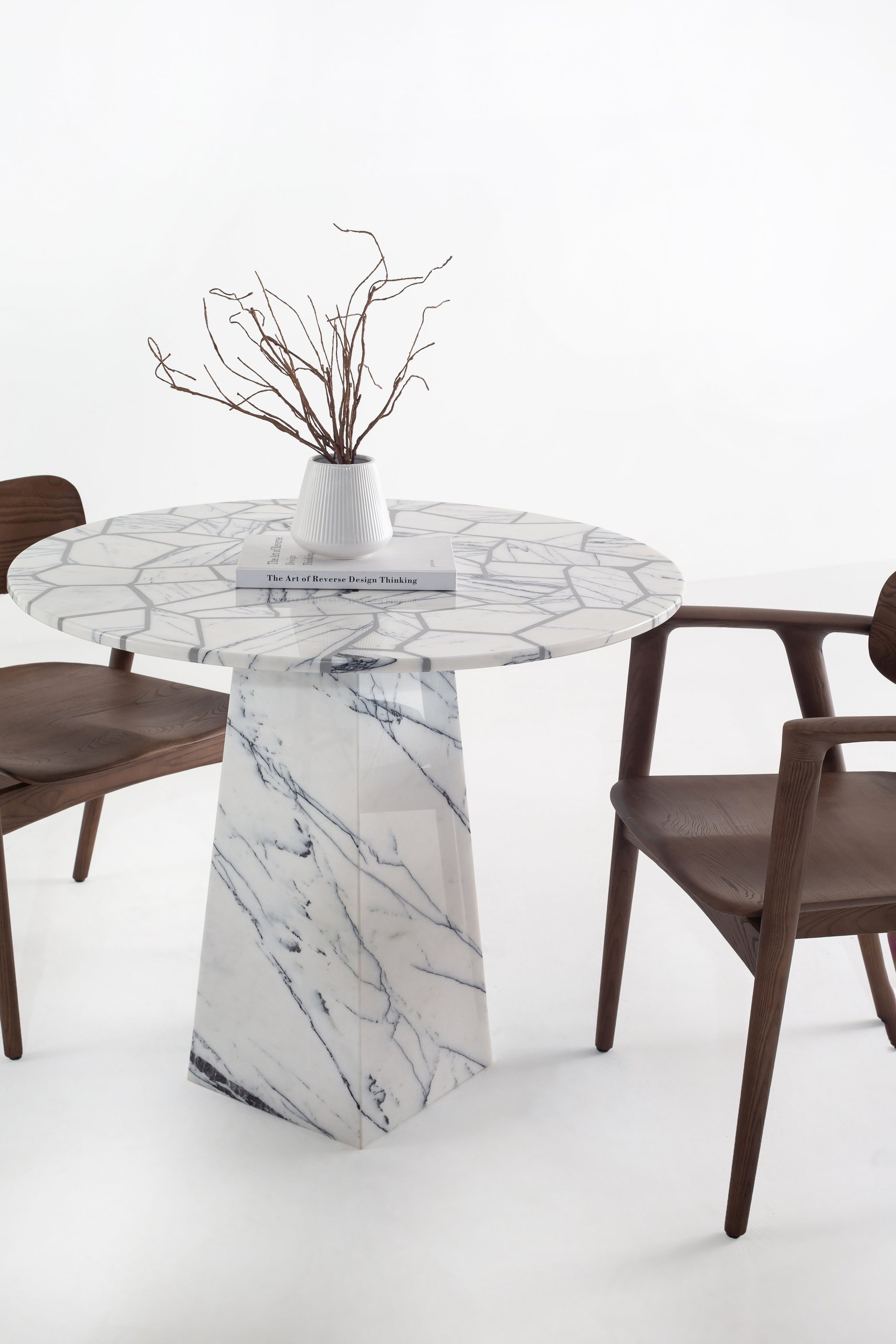 Aseera Puzzle Lilac Grey Dining Table With Lilac Marble Base - Image 3