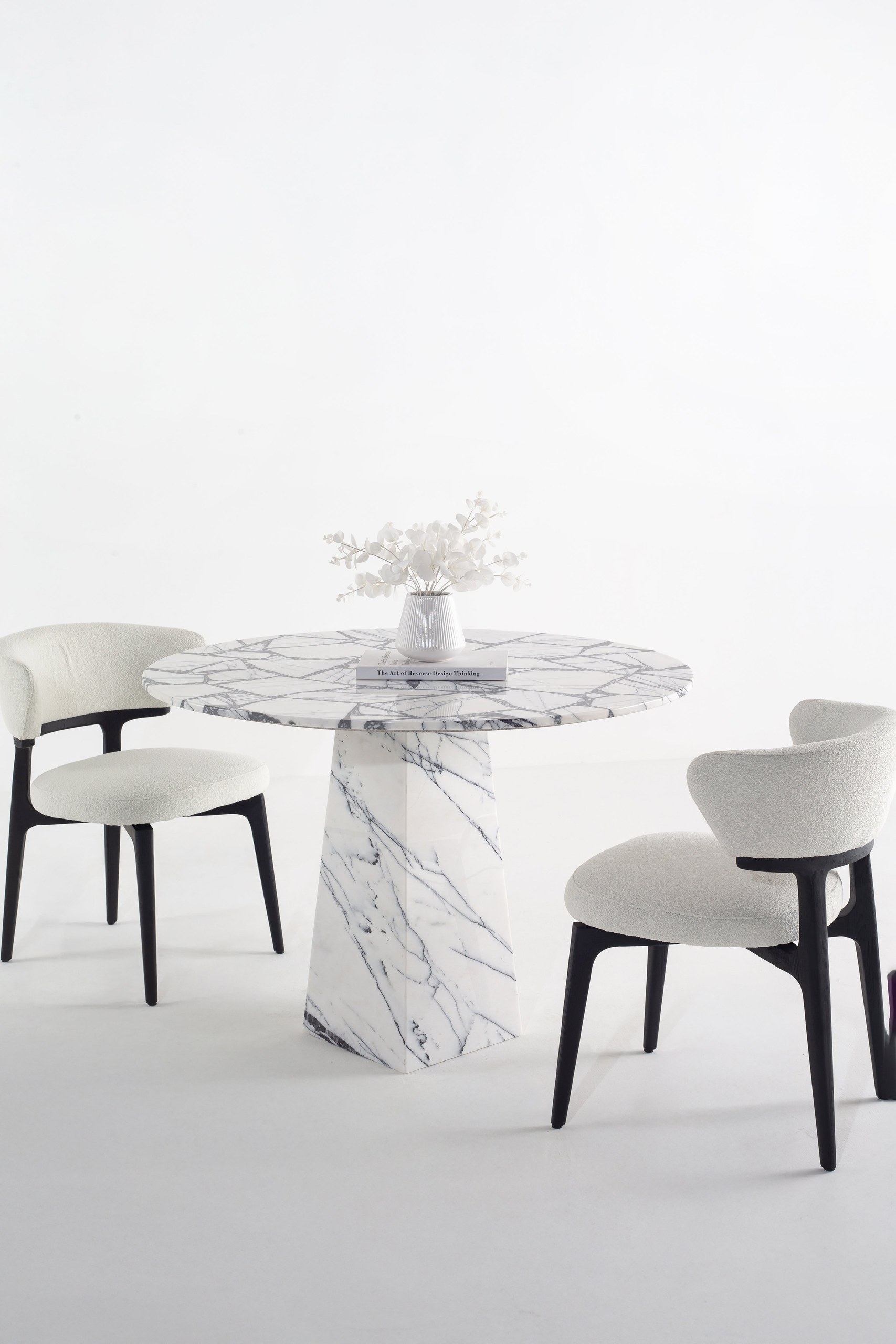 Aseera Puzzle Lilac Grey Terrazzo Dining Table With Lilac Marble Base - Image 3