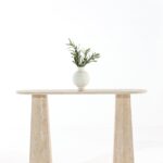 Abriela Beige Travertine Console Table
