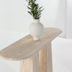 Abriela Beige Travertine Console Table
