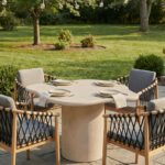 Naurède Light Beige Microconcrete Outdoor Dining Table