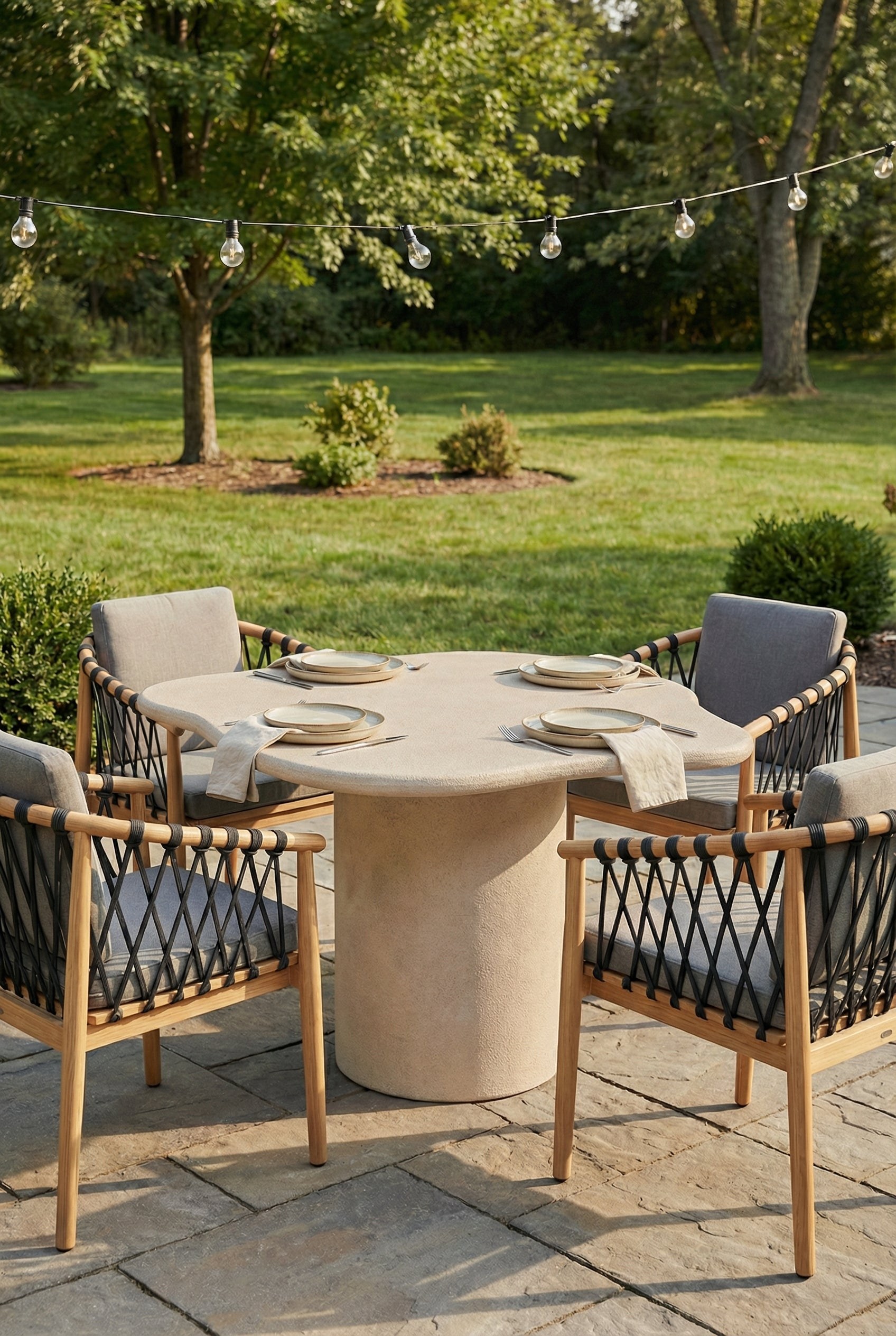 Naurède Light Beige Microconcrete Outdoor Dining Table - Image 2