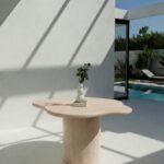 Naurède Light Beige Microconcrete Outdoor Dining Table