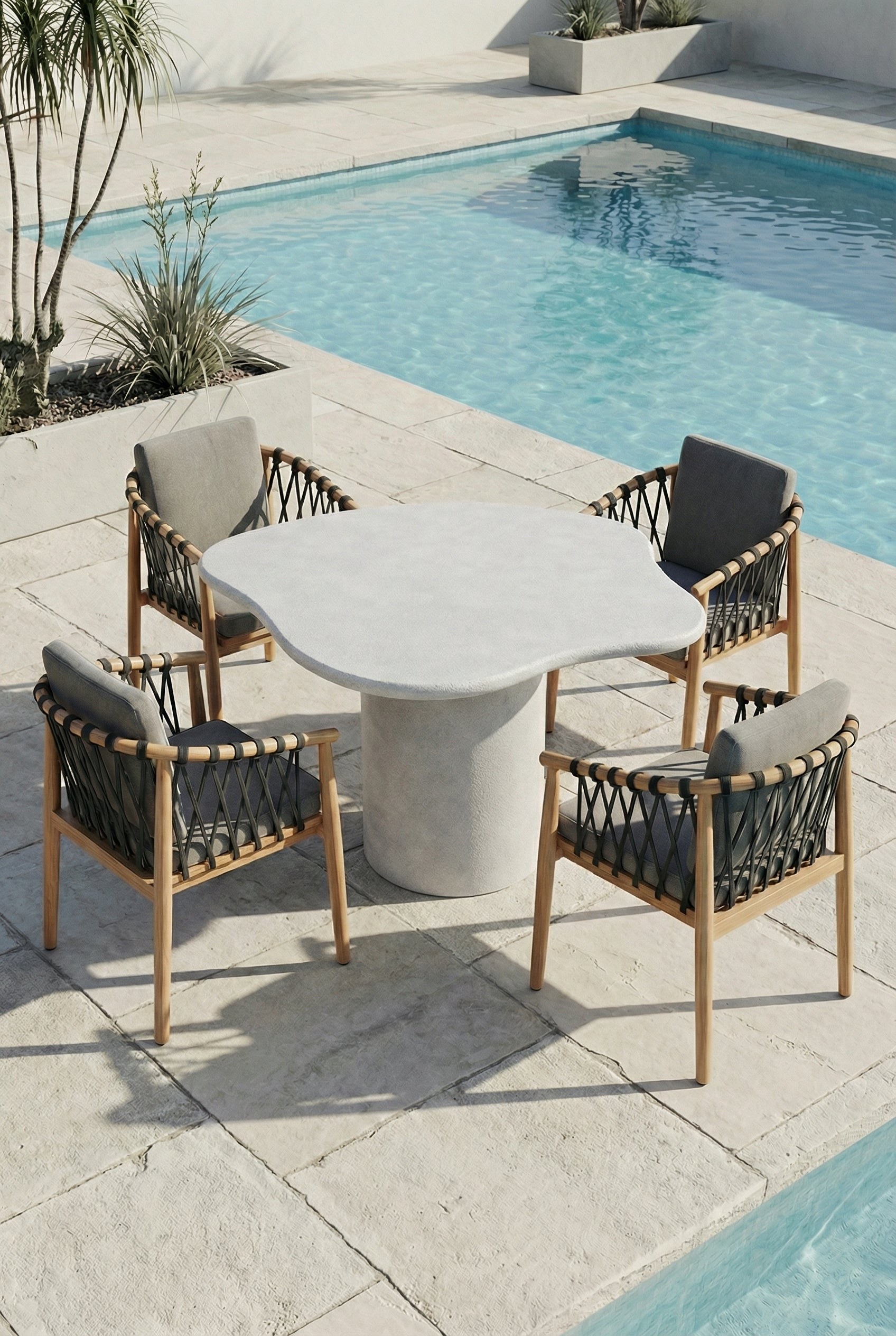 Naurède Light Grey Microconcrete Outdoor Dining Table