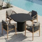Naurède Black Microconcrete Outdoor Dining Table