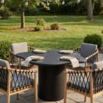 Naurède Black Microconcrete Outdoor Dining Table